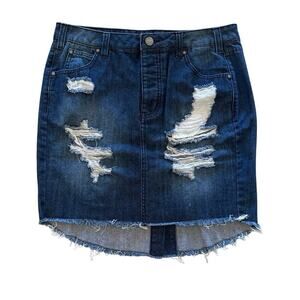 Tinseltown Distressed Denim Skirt Size Medium
